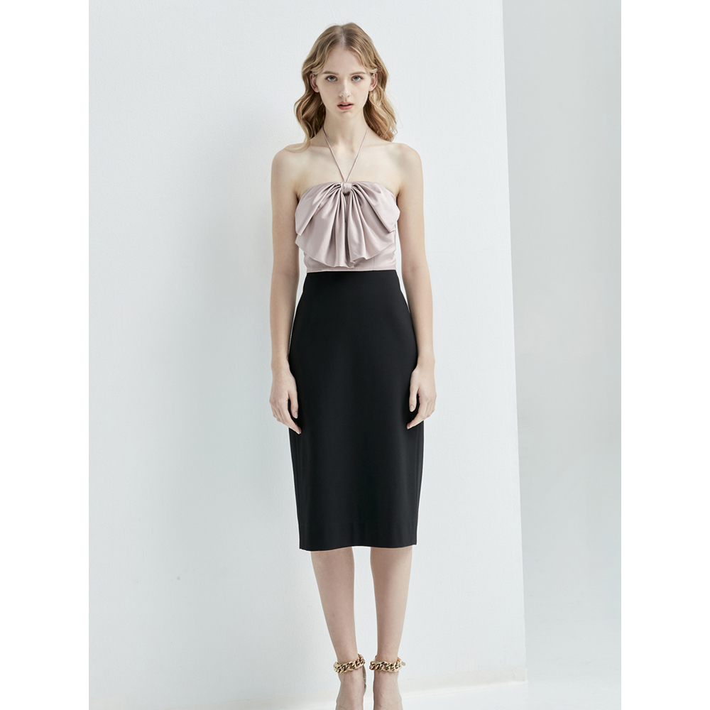 iROO Fashion Women Colour Block Halter Tube Dress · v3