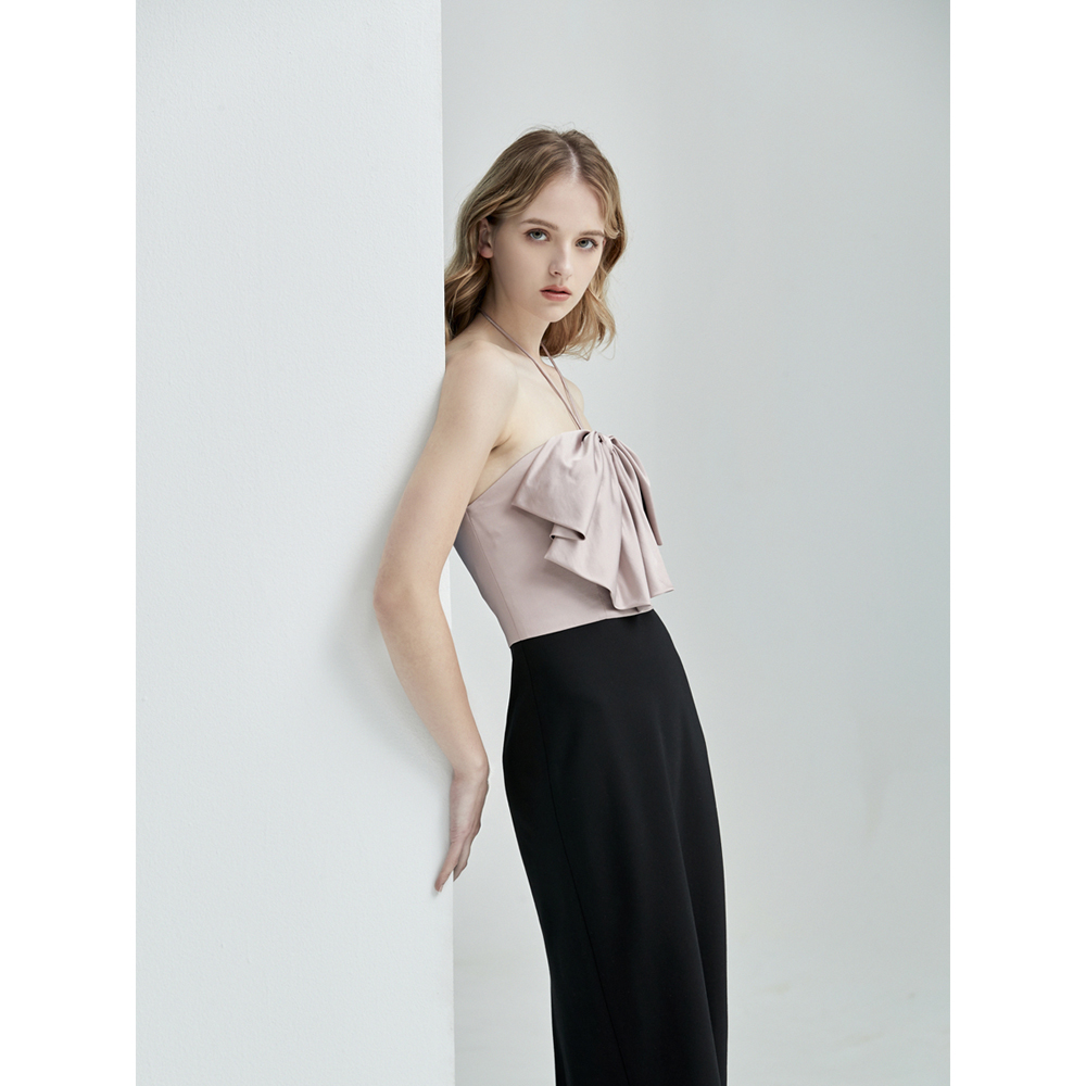 iROO Fashion Women Colour Block Halter Tube Dress · v3