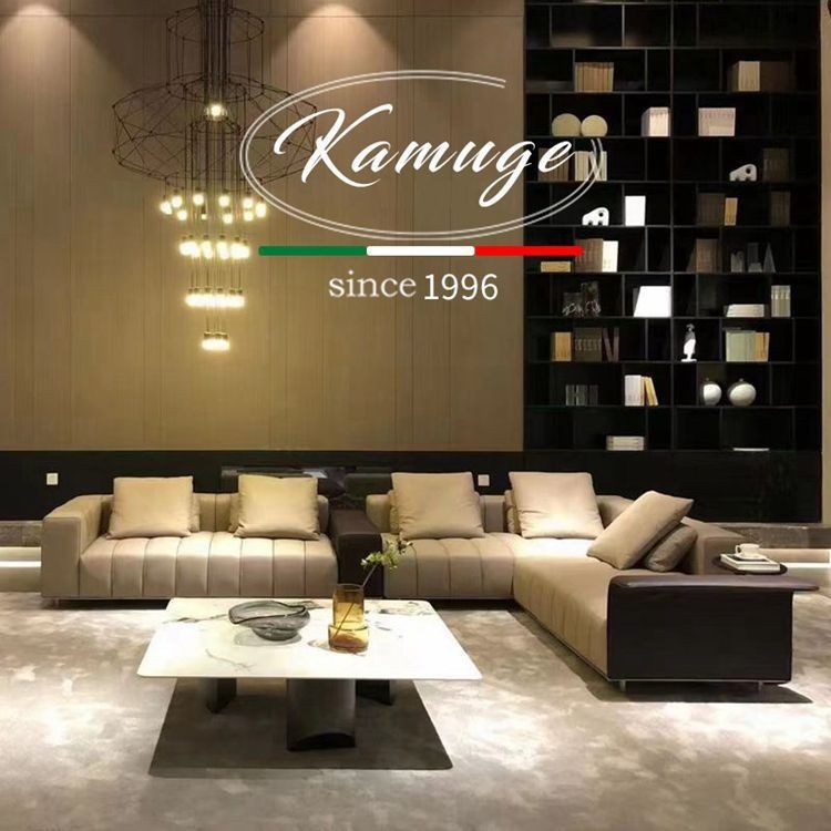 Italian minimalist leather sofa piano keys modern minimalist Nordic leather art Italian villa light luxury living room furniture · v5