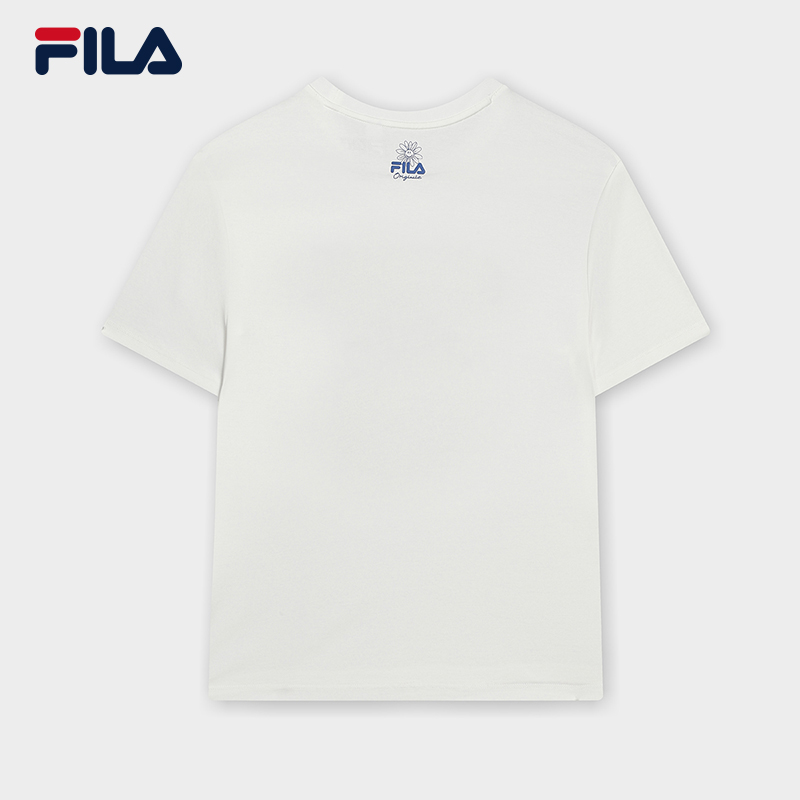 تي شيرت نسائي بأكمام قصيرة من FILA CORE WHITE LINE X WIGGLE WIGGLE باللون الأبيض