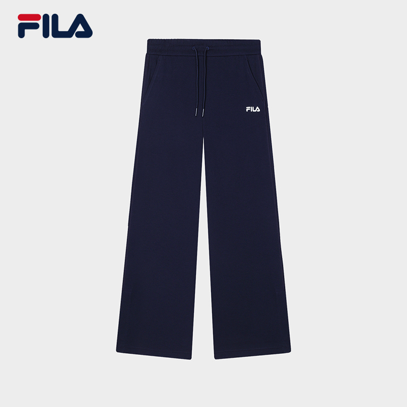 FILA CORE WHITE LINE Women's Knit Wide-Leg Long Pants in Dark Navy · v2