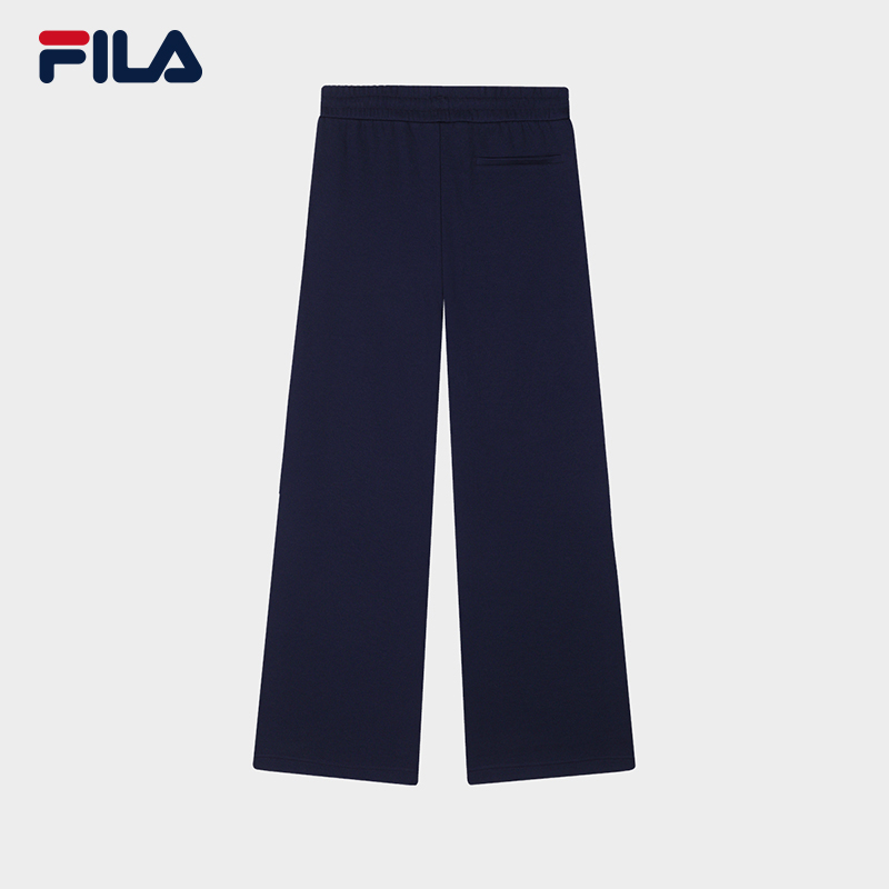 FILA CORE WHITE LINE Women's Knit Wide-Leg Long Pants in Dark Navy · v2