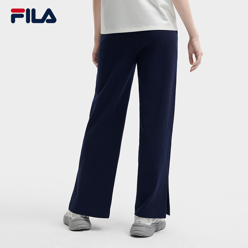 FILA CORE WHITE LINE Women's Knit Wide-Leg Long Pants in Dark Navy · v2