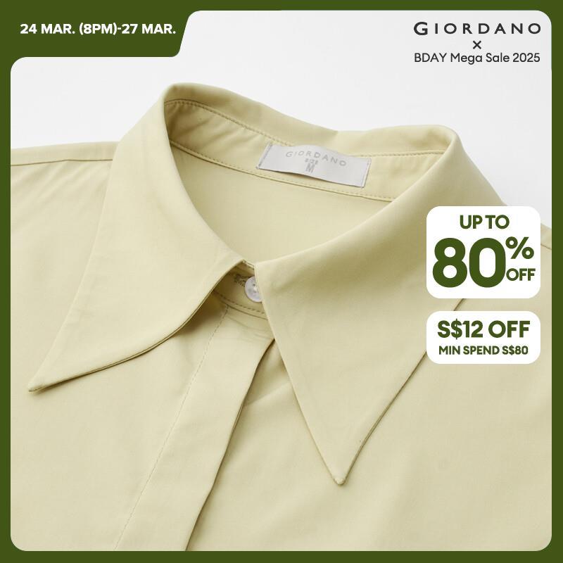 GIORDANO Women Shirts Modal Pointed Collar Summer Shirts Button Closure Short Sleeve Simple Fashion Casual Shirts 13344216