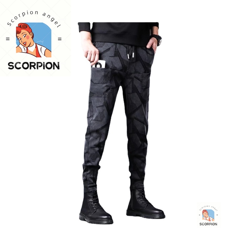 *Loose Tie-Leg Jeans Men Camouflage Casual Pants Men Thin Men Pants
