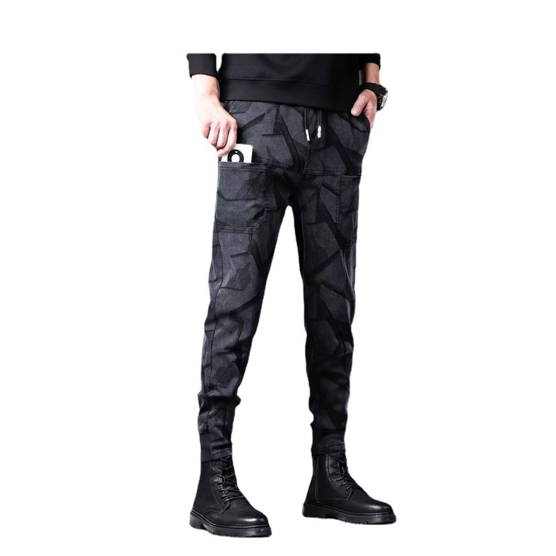 *Loose Tie-Leg Jeans Men Camouflage Casual Pants Men Thin Men Pants