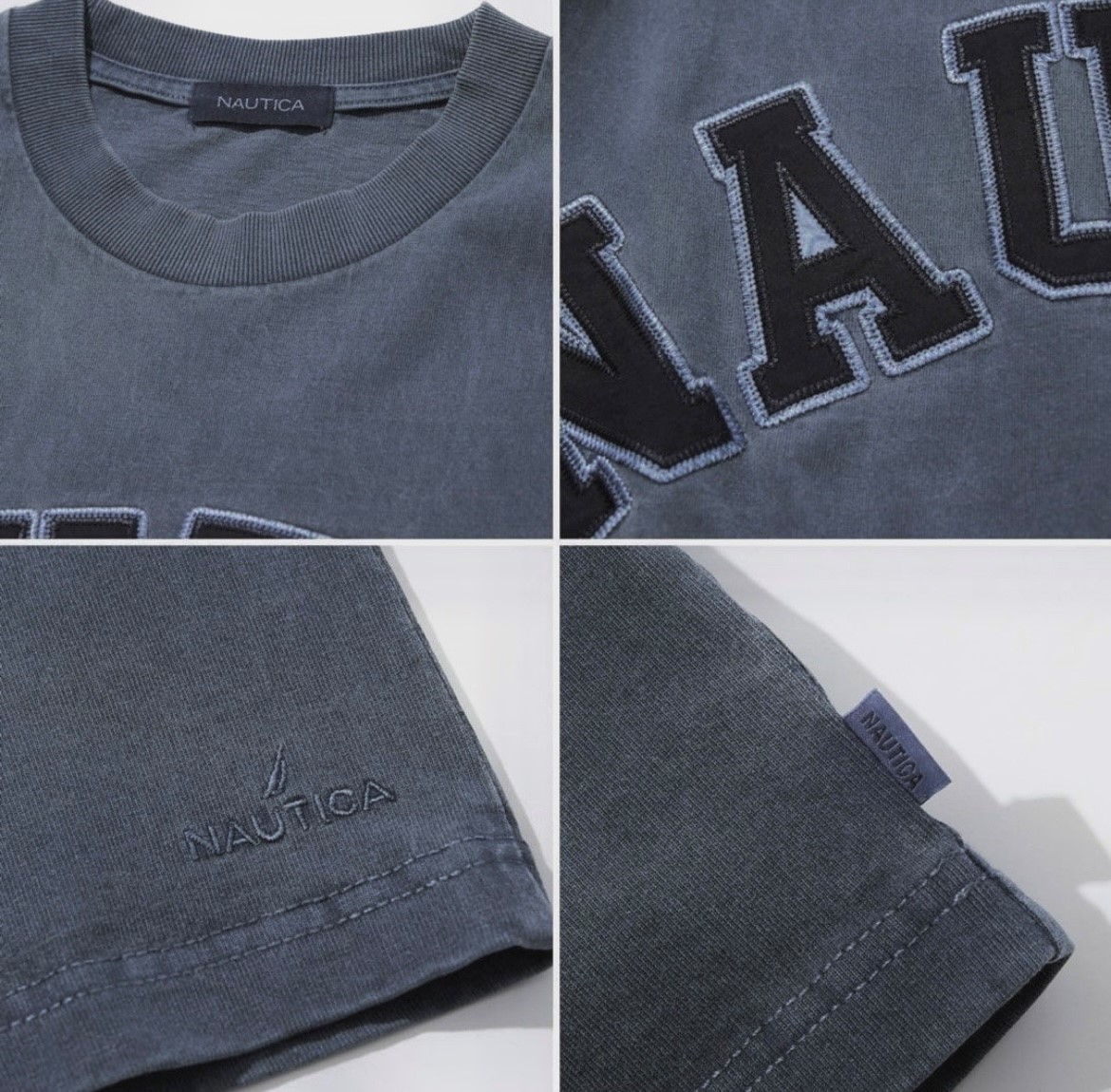 [Ready Stock]Japan Nautica Pigment Dyed Arch Logo Tshirt