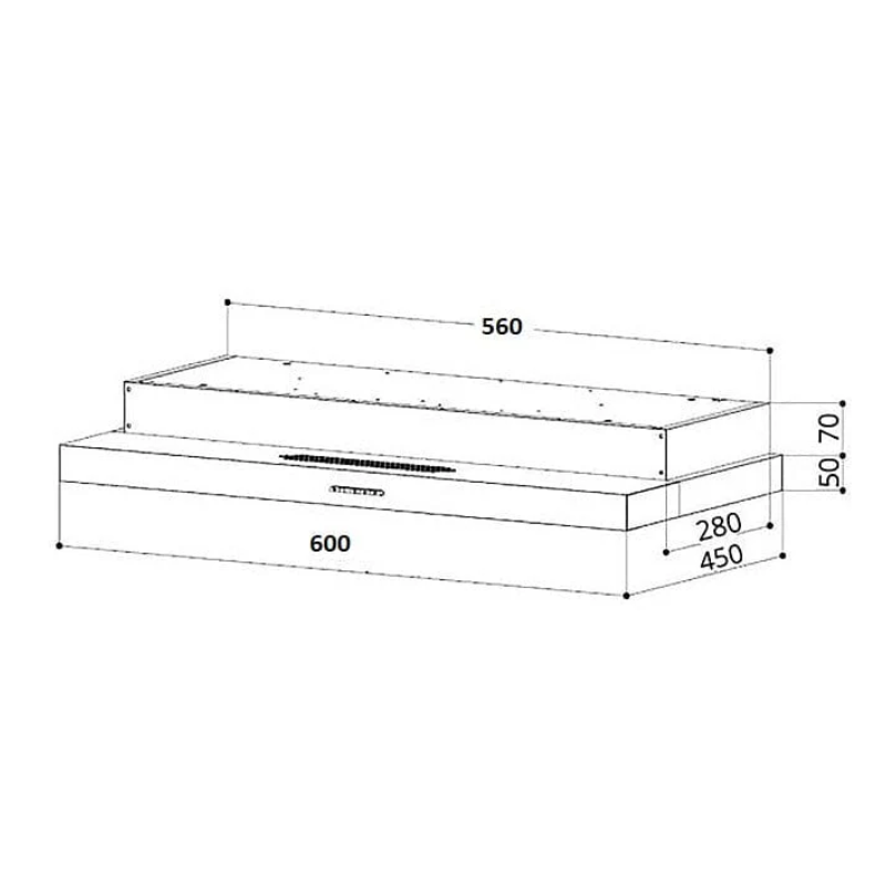 UNO 60cm Slim Line Hood with Black Acrylic Front Panel UA6112 · v4