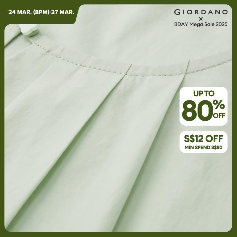 GIORDANO Women Shirts Lightweight Cotton Shirts Button Hollow Crewneck Petal Hem Elbow Sleeve Fashion Casual Shirts 18344609