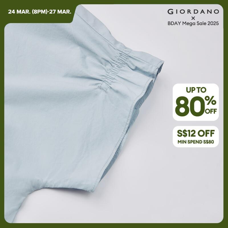 GIORDANO Women Shirts 100% Cotton Ruffle Placket Shirts Lightweight Short Sleeve Summer Simple Fashion Casual Shirts 18344610