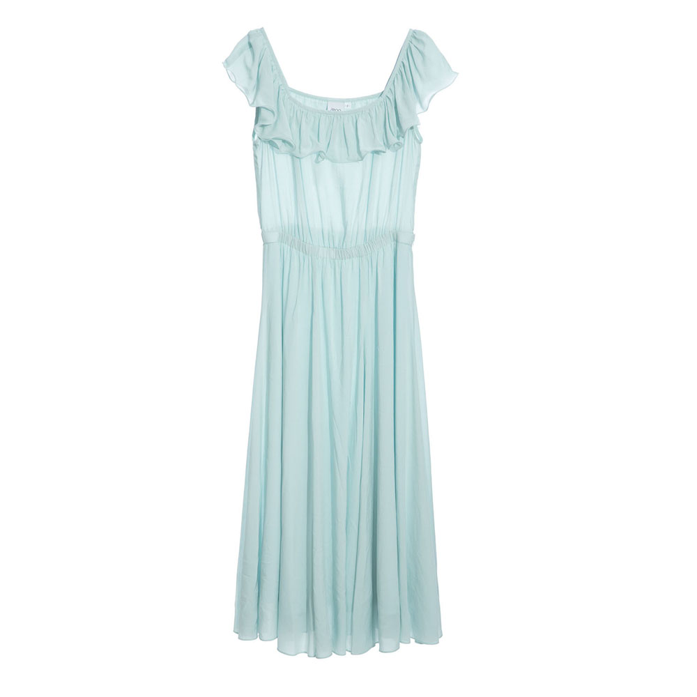 iROO Fashion Women Sky Blue Ruffle Dress · v3