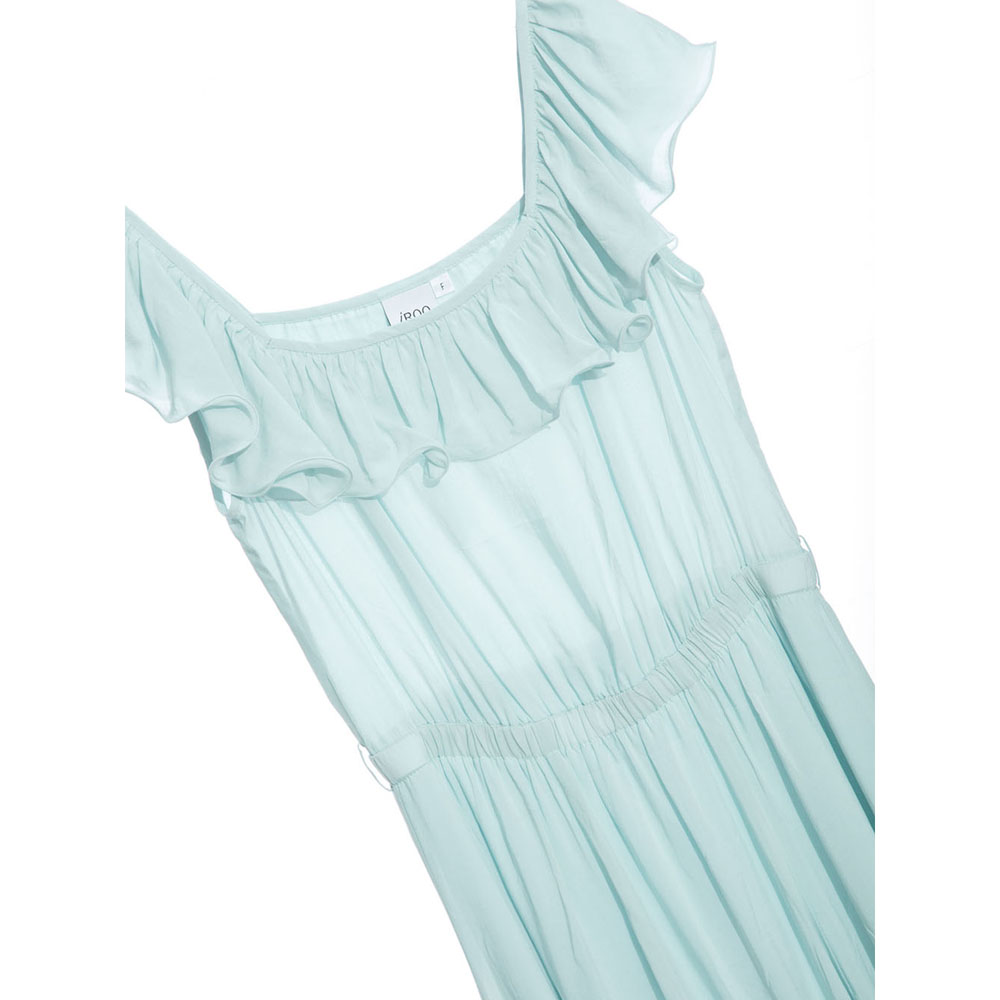 iROO Fashion Women Sky Blue Ruffle Dress · v3