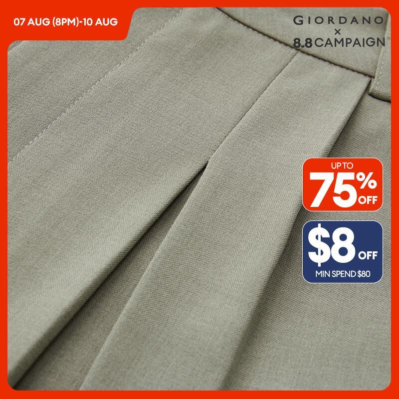GIORDANO Women Pants High Waist Drape Suit Pants Multi-Pocket Wide Leg Simple Relaxed Fashion Casual Pleated Pants 18414210 · v2