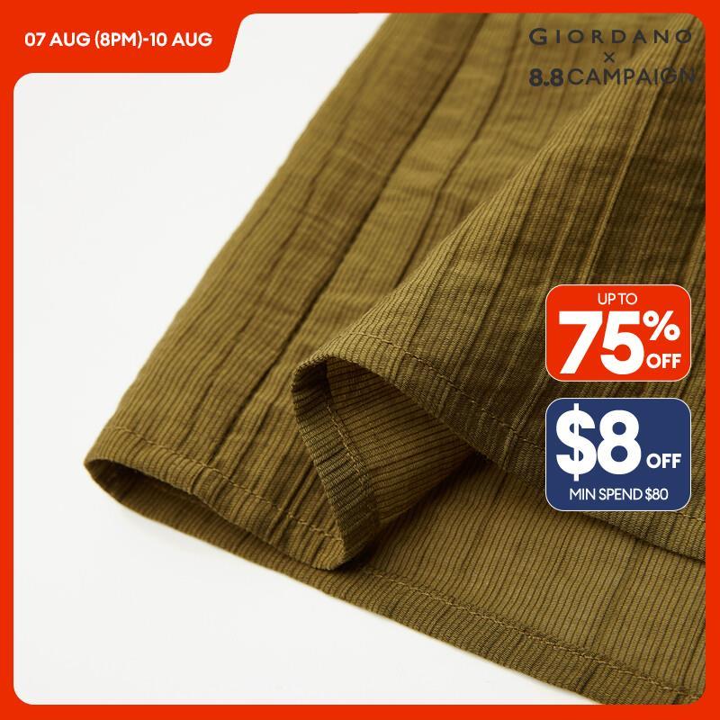 GIORDANO Women Shirts Tencel Ruffle Trims Lightweight Blouses Short Sleeve Button Closure Summer Fashion Casual Shirts 18344911