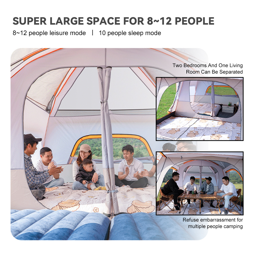 LIXADA Tent With Rooms Luxury Family Tent Rooms 4-12 People 4-12 People Waterproof People Waterproof Two-bedroom Waterproof Two-bedroom And With Rooms 4-12 Two-bedroom And Room Family Tent With Dieri