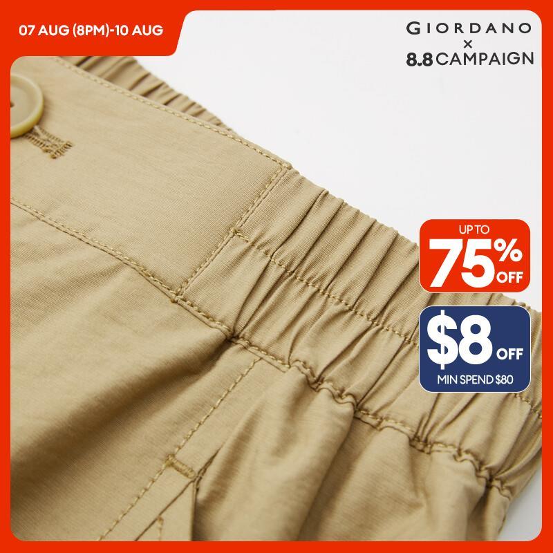 GIORDANO Women Pants Exposed Seam Half Elastic Waist Pants Lightweight Wide Leg Ankle Length Fashion Casual Pants 18424902 · v2