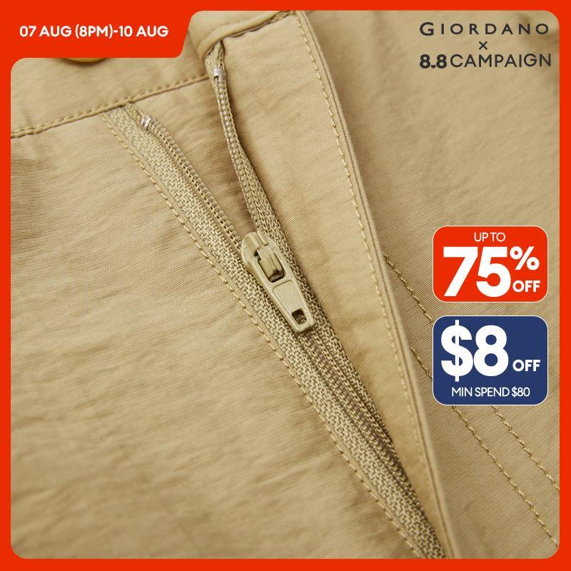 GIORDANO Women Pants Exposed Seam Half Elastic Waist Pants Lightweight Wide Leg Ankle Length Fashion Casual Pants 18424902 · v2