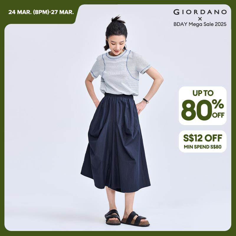 Giordano Women Elastic waist bud crop pants Free Shipping 18424604