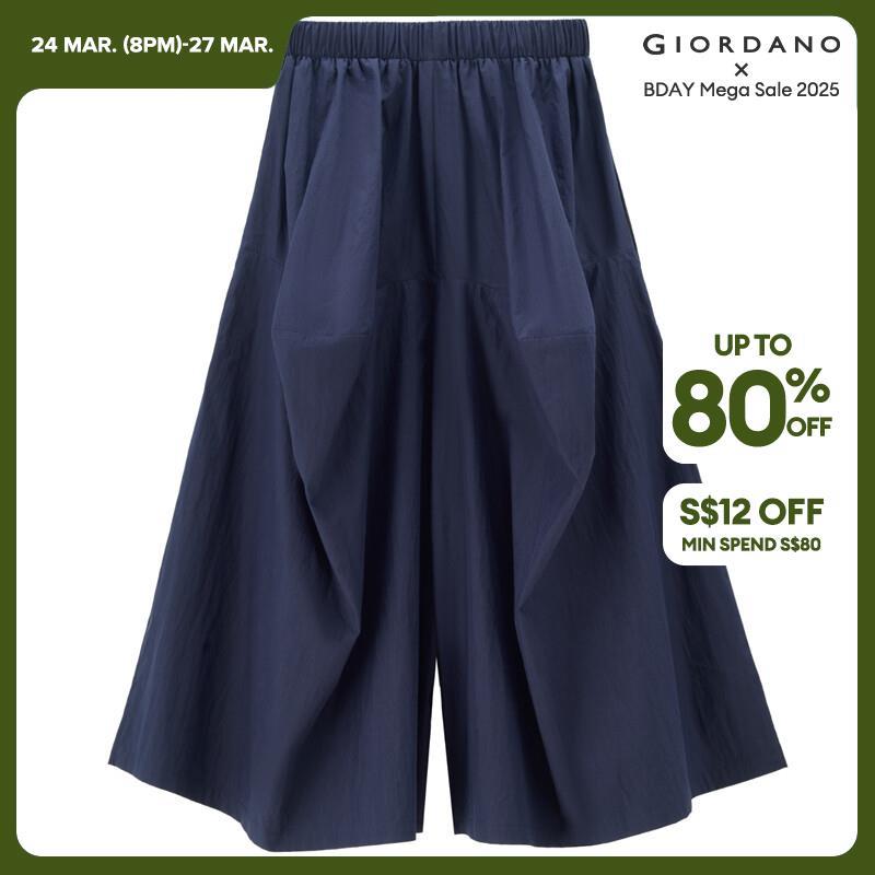 Giordano Women Elastic waist bud crop pants Free Shipping 18424604