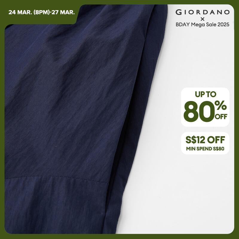 Giordano Women Elastic waist bud crop pants Free Shipping 18424604