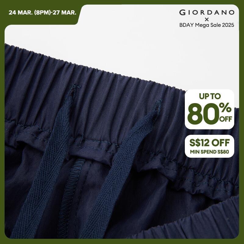 Giordano Women Elastic waist bud crop pants Free Shipping 18424604