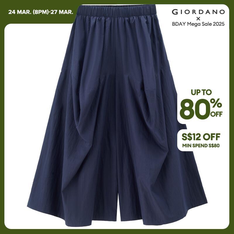 Giordano Women Elastic waist bud crop pants Free Shipping 18424604