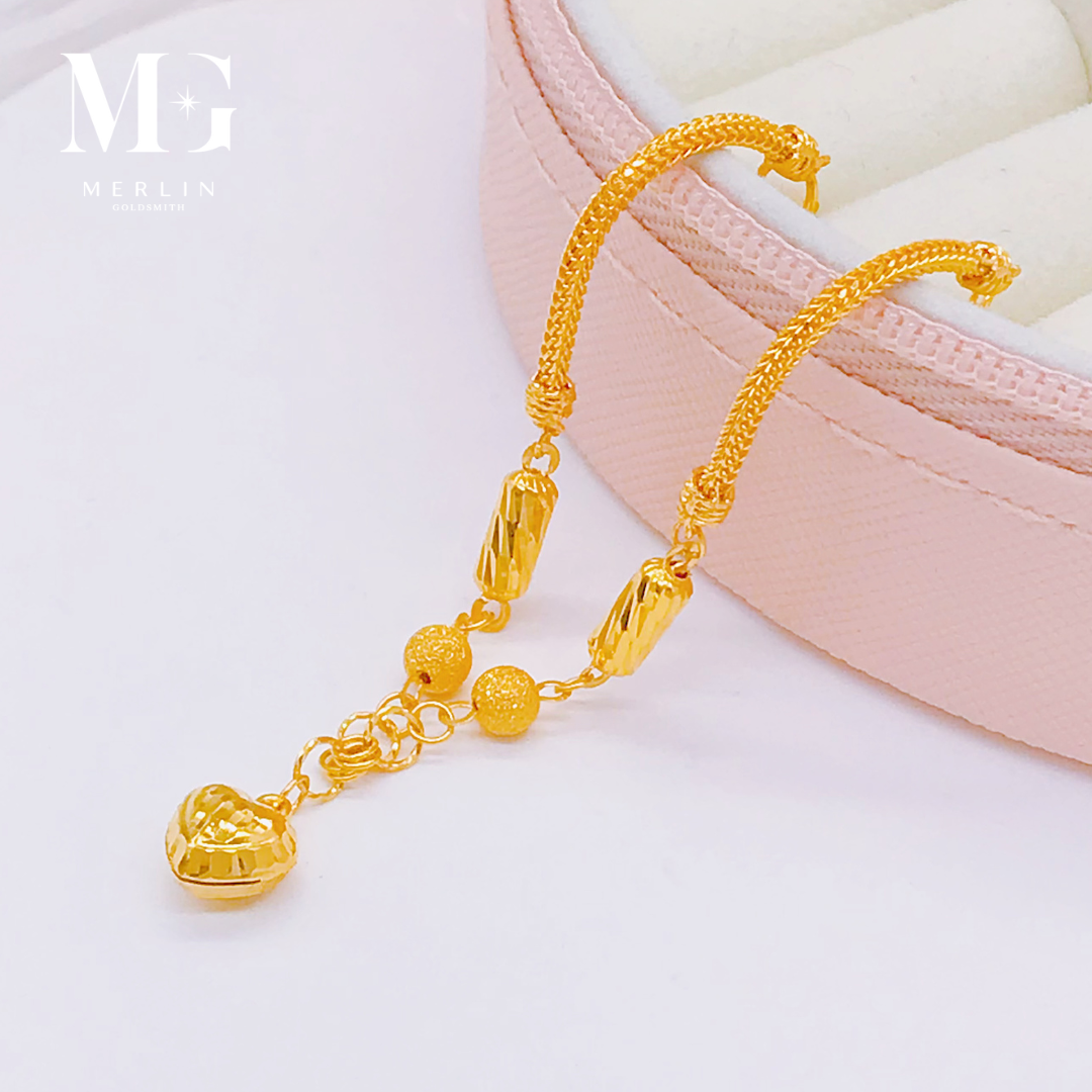 Merlin Goldsmith 22K 916 Gold Sweet Heart bransoletka dziecięca (z dzwonkiem)