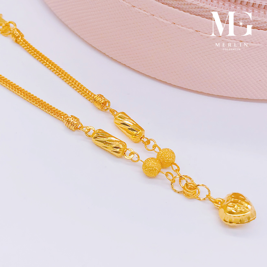 Merlin Goldsmith 22K 916 Gold Sweet Heart bransoletka dziecięca (z dzwonkiem)