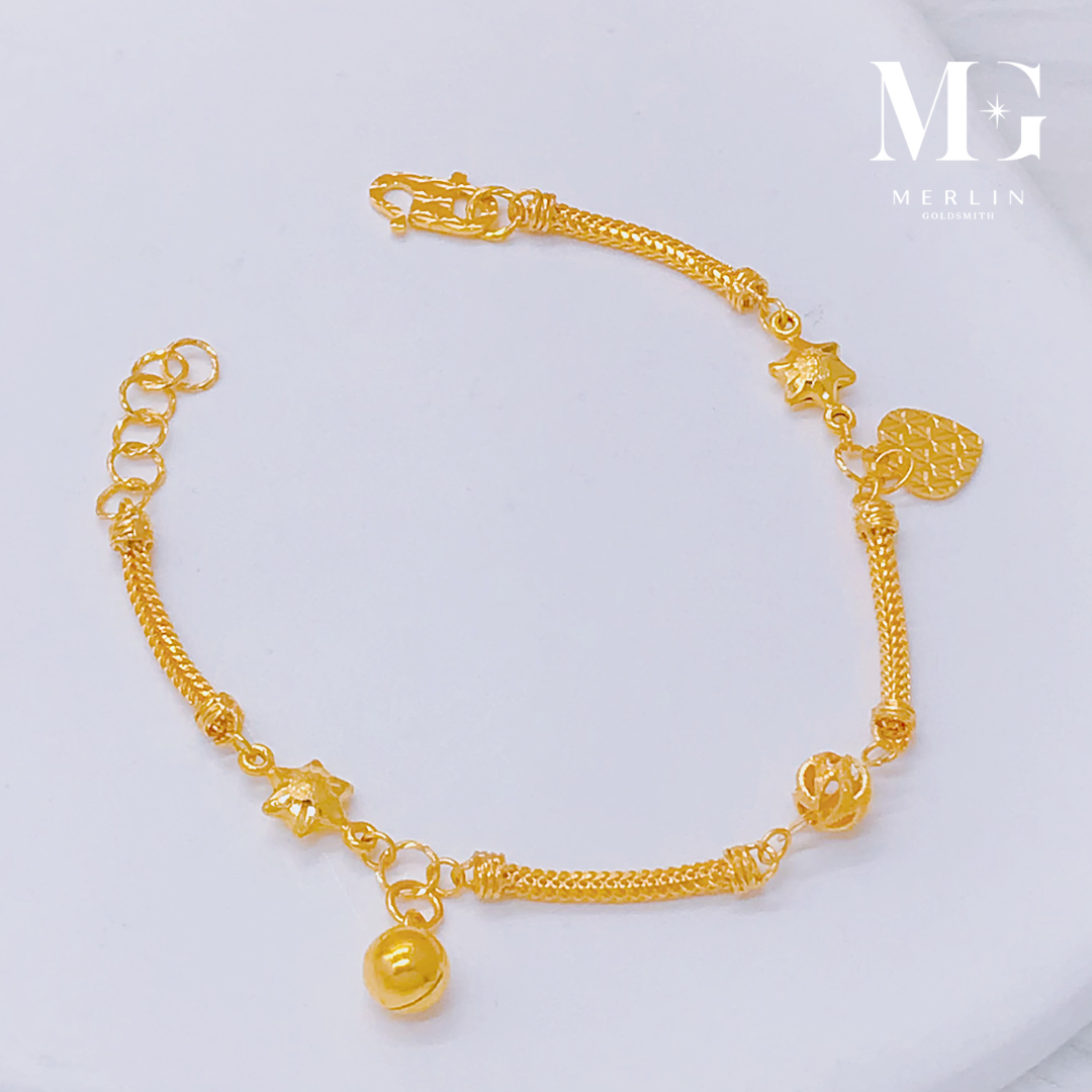 Merlin Goldsmith 22K 916 Gold Superstar Kids Bracelet (With Bell) · v3