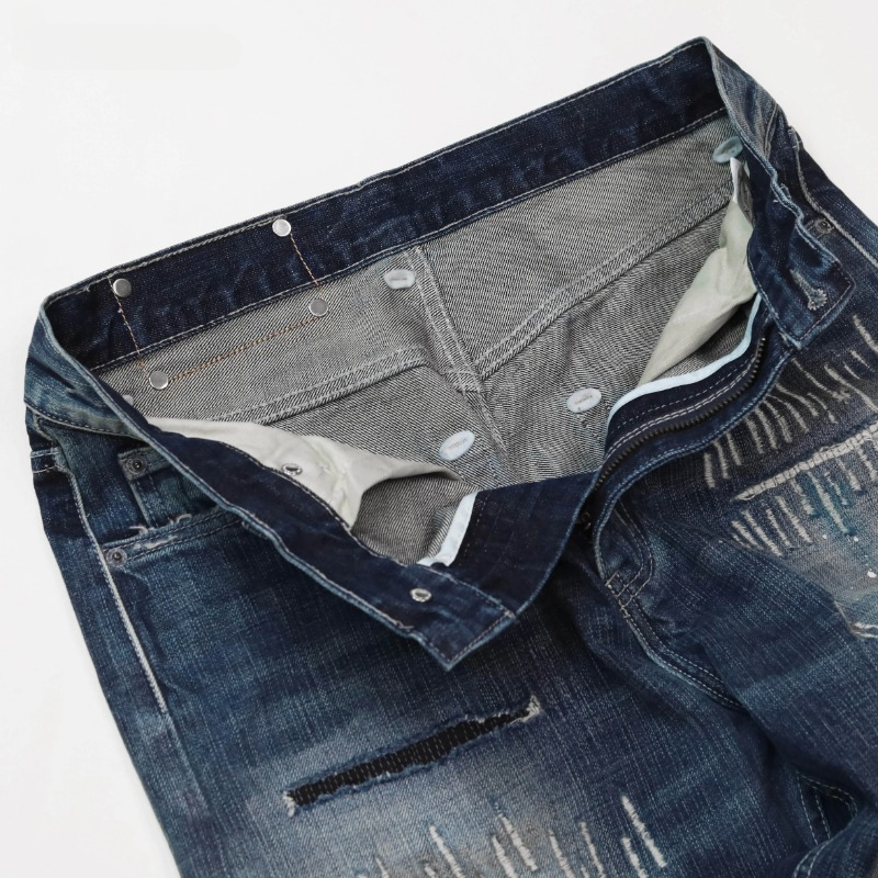 2024 Japanese Heavy Fashion Men's Trousers Casual loose and versatile retro rainy night butcher jeans