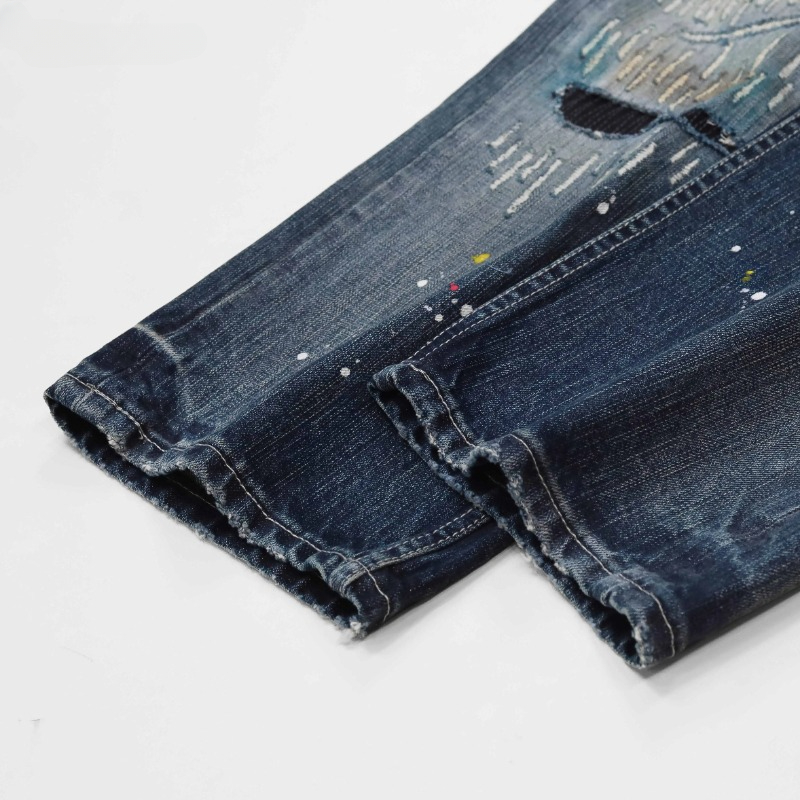 2024 Japanese Heavy Fashion Men's Trousers Casual loose and versatile retro rainy night butcher jeans