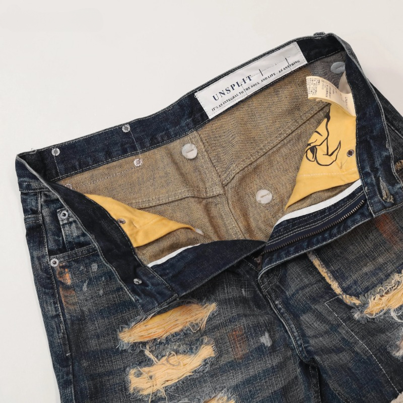 2024 Rechte herenjeans met geborduurde appliqué, Japanse modetrend, persoonlijkheid, vrijetijdsbroek