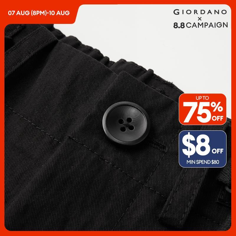 GIORDANO Women Pants Drawstring Half Elastic Waist Pants Wide Leg Ankle Length Relaxed Simple Fashion Casual Pants 18424606 · v2