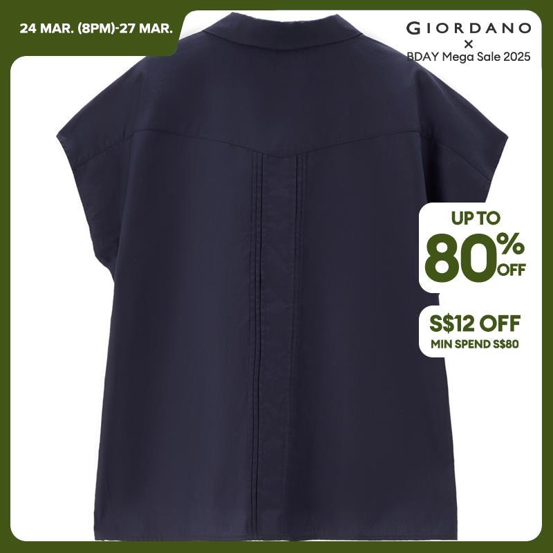 Giordano Women Kimono sleeve button closure loose shirt Free Shipping 18344614