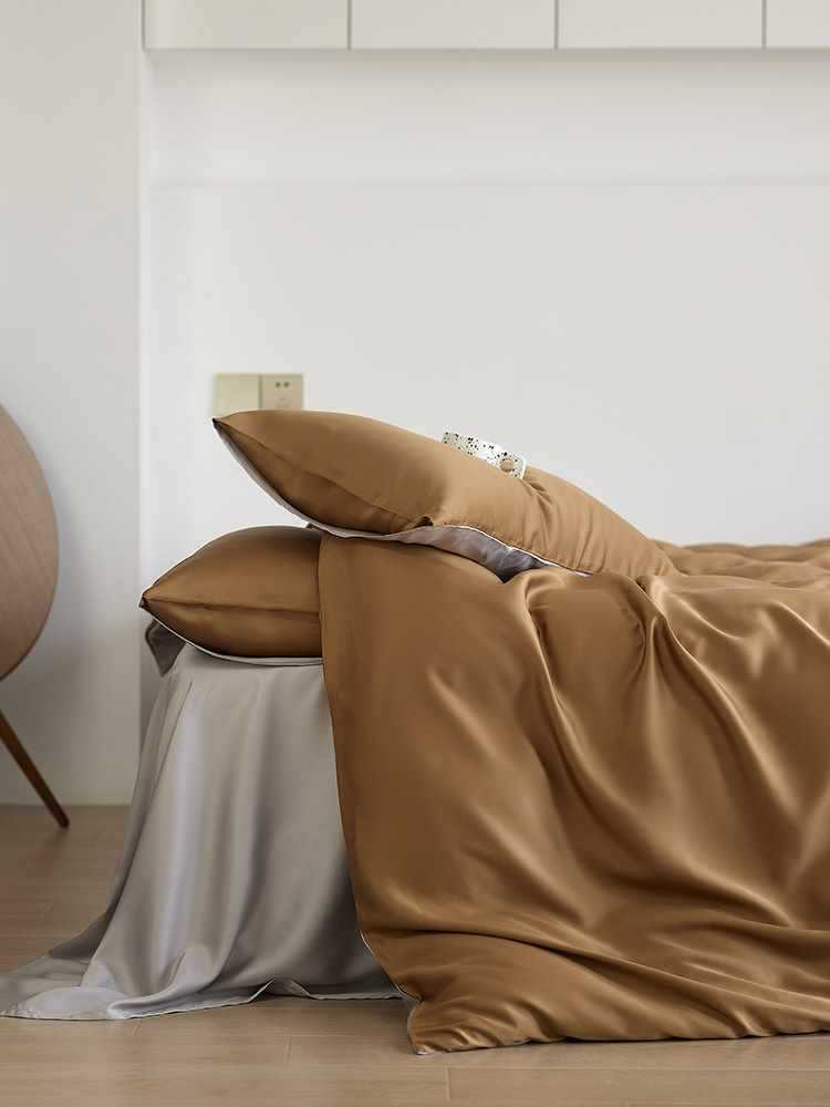 Set di biancheria da letto 60 pezzi in Tencel Four tinta unita Ice Silk Summer Naked, lenzuolo con angoli elasticizzati, set copripiumino, set di lenzuola in tre pezzi AoyuejHasd-CB