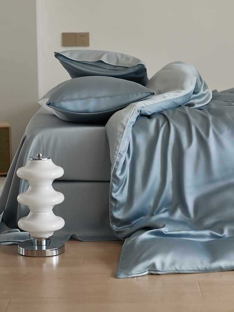 Set di biancheria da letto 60 pezzi in Tencel Four tinta unita Ice Silk Summer Naked, lenzuolo con angoli elasticizzati, set copripiumino, set di lenzuola in tre pezzi AoyuejHasd-CB