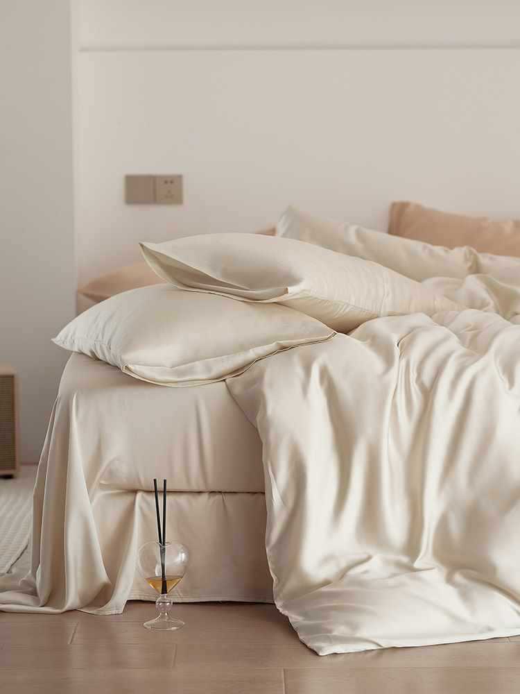 Set di biancheria da letto 60 pezzi in Tencel Four tinta unita Ice Silk Summer Naked, lenzuolo con angoli elasticizzati, set copripiumino, set di lenzuola in tre pezzi AoyuejHasd-CB