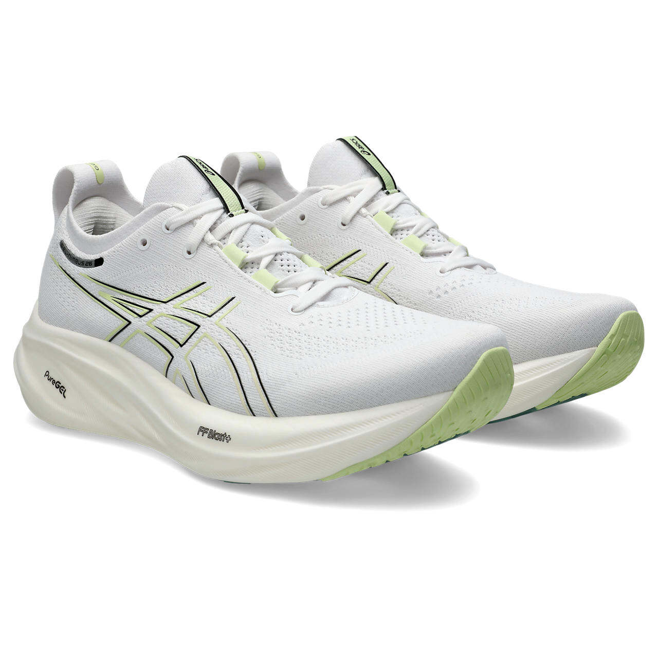 ASICS Men GEL-NIMBUS 26 Running Shoes in White/Birch · v6