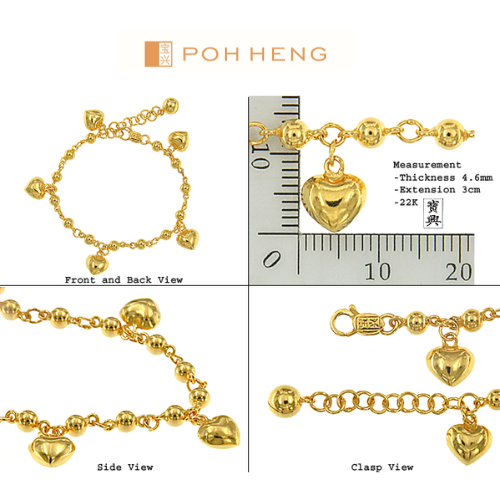 สร้อยข้อมือเด็ก Poh Heng Jewellery ทองคำเหลือง [ราคาตามน้ำหนัก]