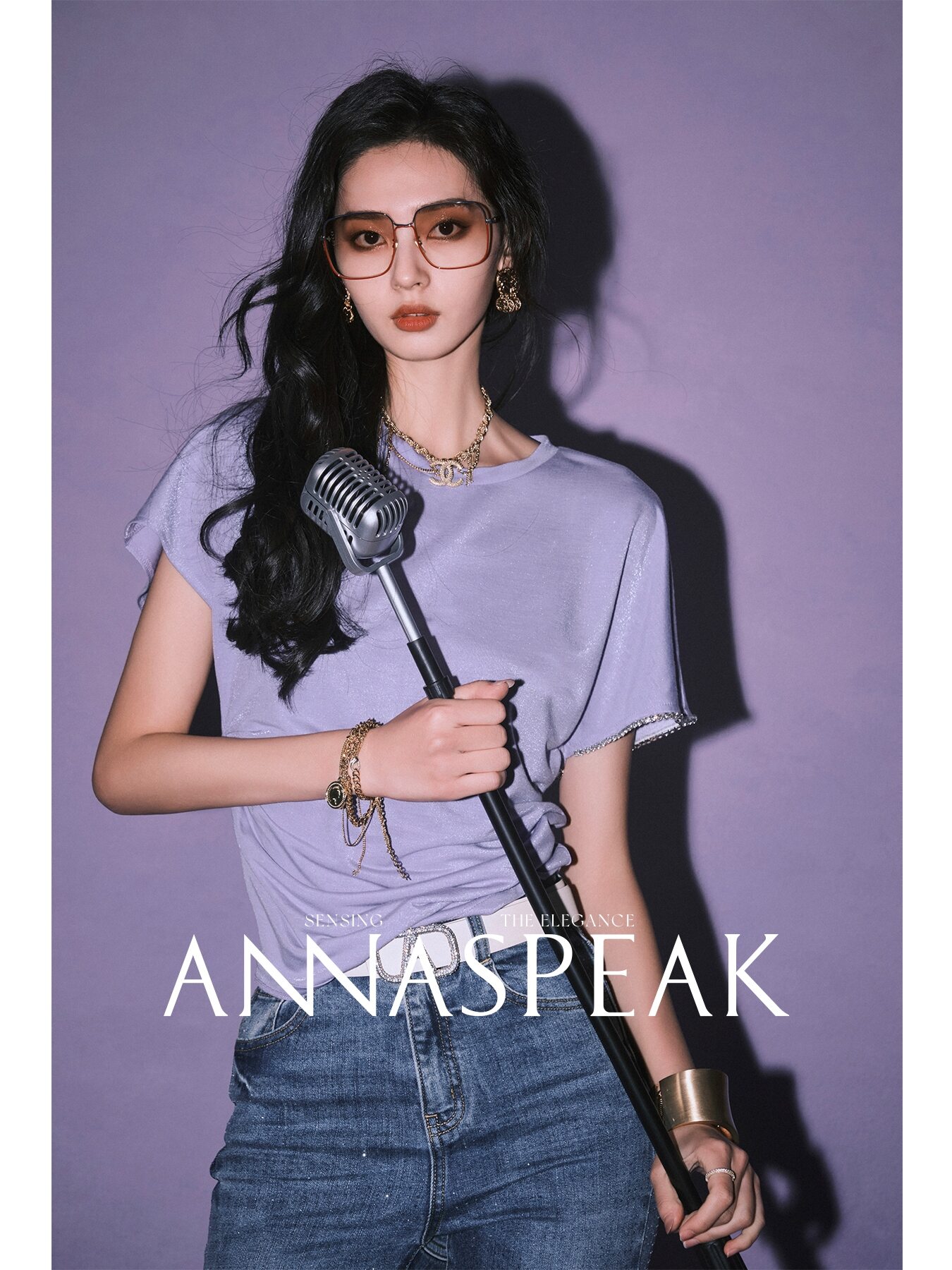 Annaspeak Galaxy 반팔 티셔츠 여성용 세련된 다이아몬드 장식 상의 캐주얼 루즈핏 퓨어 컬러 봄 여름 신상품