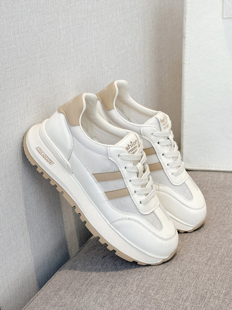 Zapatillas de malla de verano para mujer, zapatillas deportivas informales, estilo papá, modernas, sin cordones, punta redonda, tacón medio, calzado cómodo y a la moda