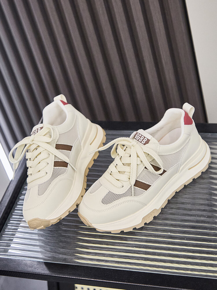 Zapatillas de malla de verano para mujer, zapatillas deportivas informales, estilo papá, modernas, sin cordones, punta redonda, tacón medio, calzado cómodo y a la moda