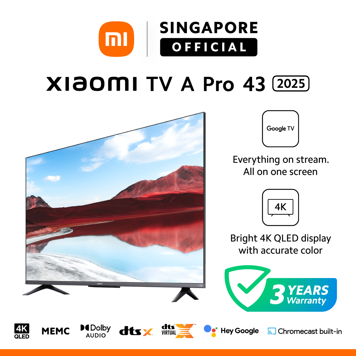 Xiaomi TV | A Pro 43 Inch 2025 |Free Installation | 4K UHD | QLED Display | 60Hz | Google TV | Google Assistant Built-in