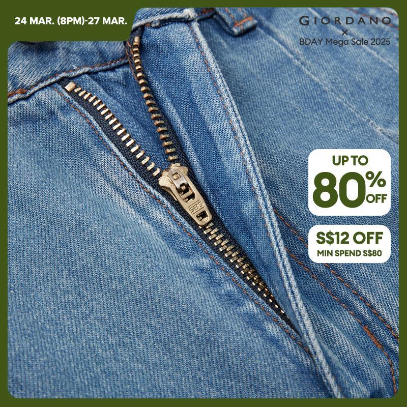 Giordano Women Tencel high waist pleated ankle length denim pants Free Shipping 18424205 · v2