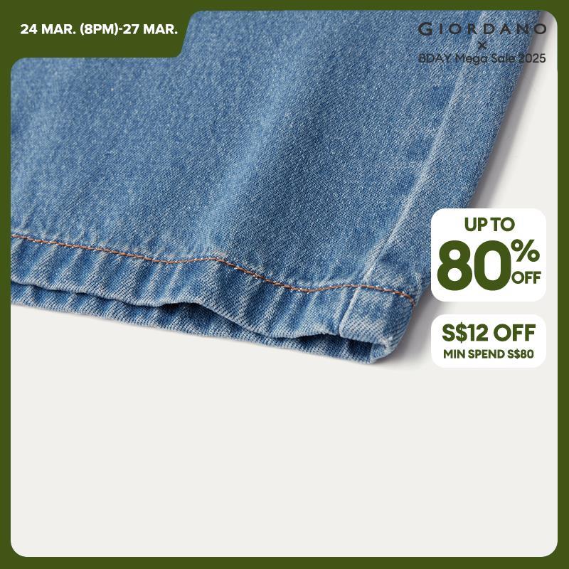 Giordano Women Tencel high waist pleated ankle length denim pants Free Shipping 18424205 · v2