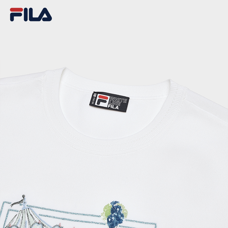 FILA CORE LIFESTYLE HERITAGE MYSTERIOUS JOURNEY Women Knit Top(White)