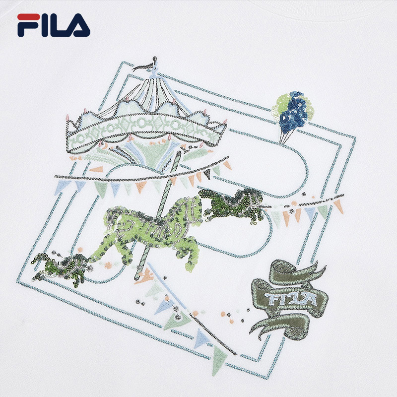 FILA CORE LIFESTYLE HERITAGE MYSTERIOUS JOURNEY Women Knit Top(White)