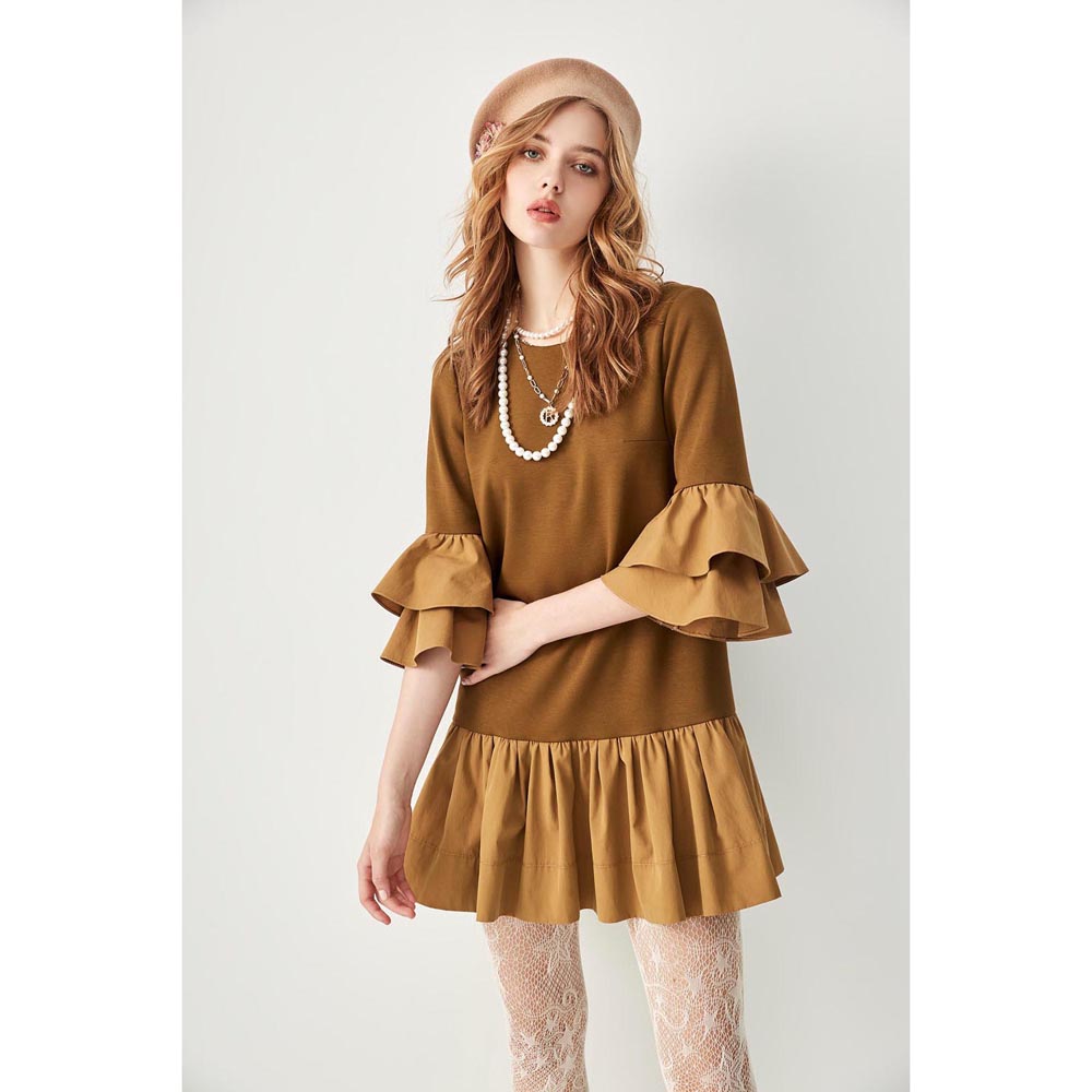 iROO Women Fashion Two Tone Retro Short Dress · v2