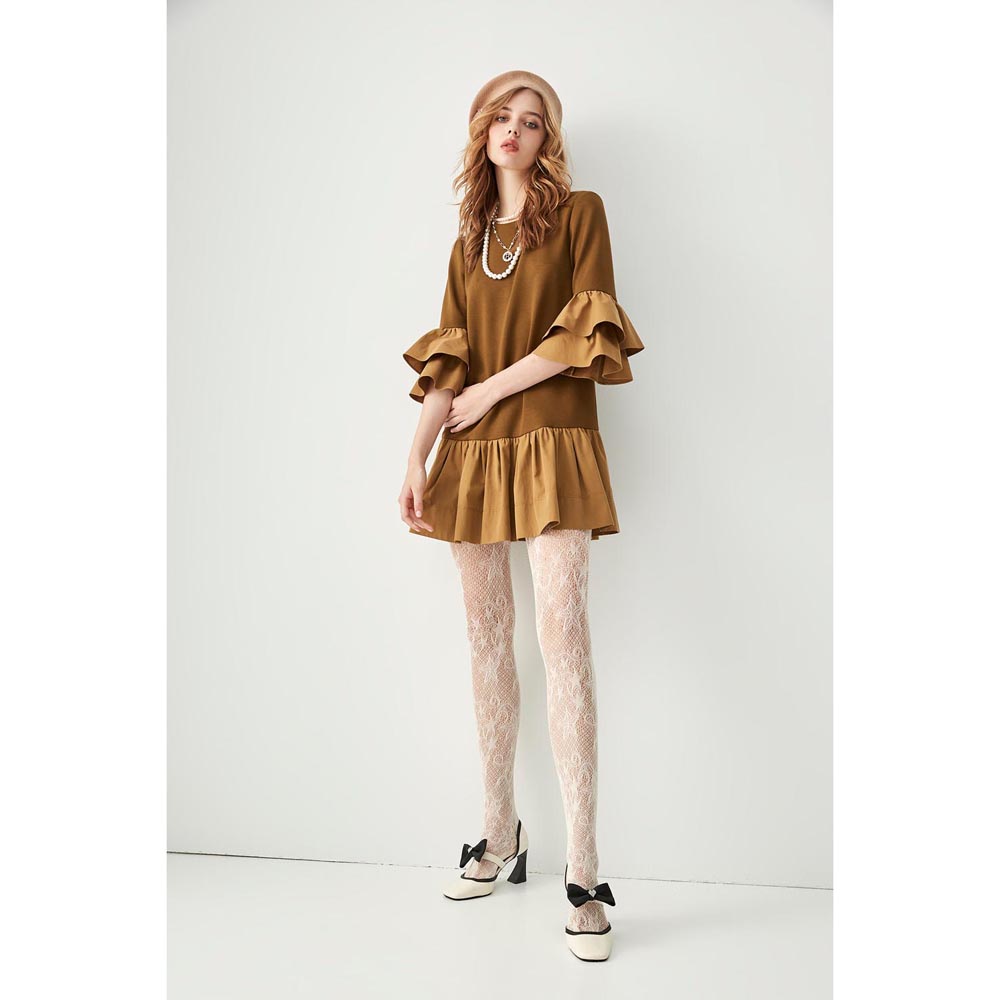 iROO Women Fashion Two Tone Retro Short Dress · v2