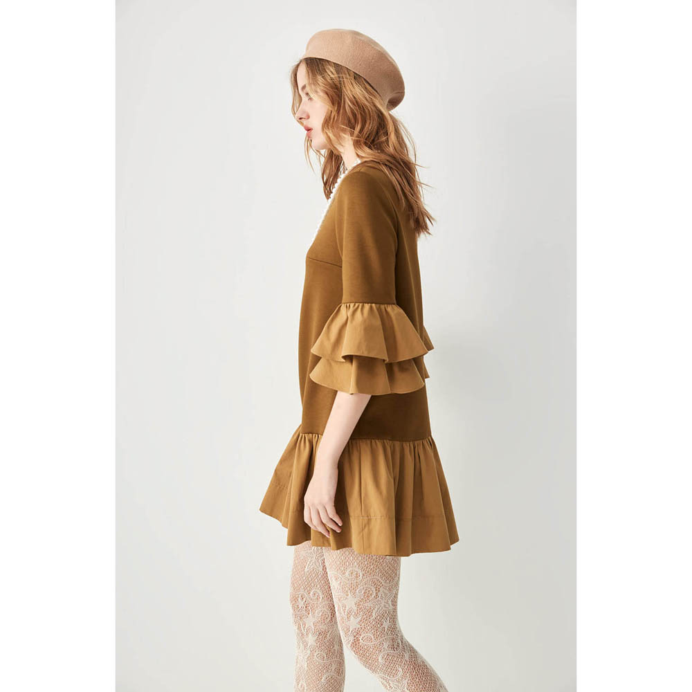 iROO Women Fashion Two Tone Retro Short Dress · v2